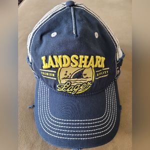 Margaritaville Landshark Lager logo distressed adjustable Navy hat